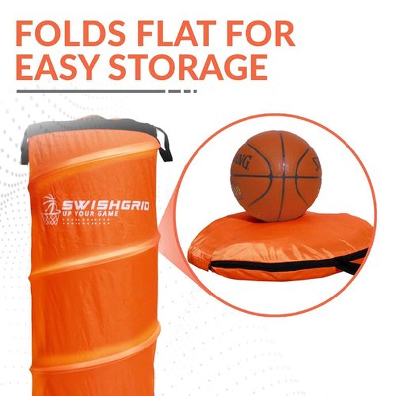 SwishGrid Portable Pop-Up Defender Dummy Trainer - Basketball Dribble Training - Football Tackling, Soccer Dribbling Dummies - Equipment to Improve Skills w/Built-in Storage (3 - Pack)