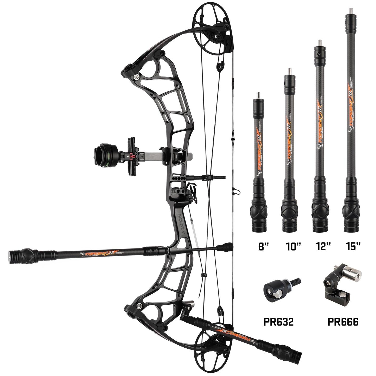 limaity Archery Bow Stabilizer for Compound Bow 8" 10" 12" 15" Rear Bow Stabilizer Mount 3K Carbon Fiber Weights Bar (10inch)