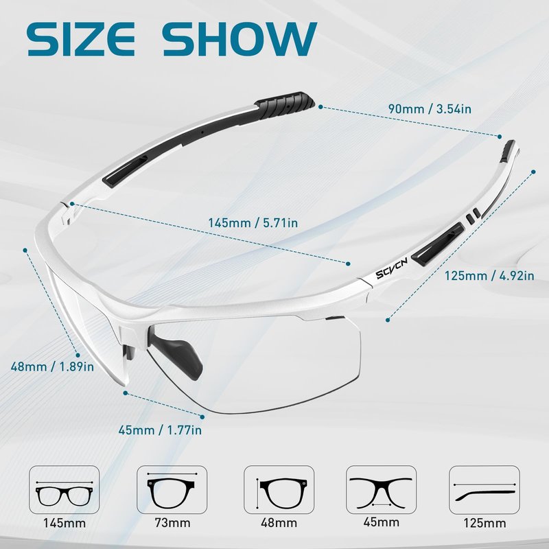 SCVCN Photochromic Sport Sunglasses Cycling Clear Glasses Men Women UV400 Protection MTB BMX Fishing Running Riding Golf Driving Bike Softball Baseball 05