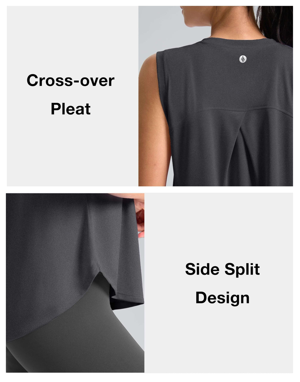 SANTINY Women's Workout Tops Athletic Gym Yoga Tank Tops (Dark Grey_XL)