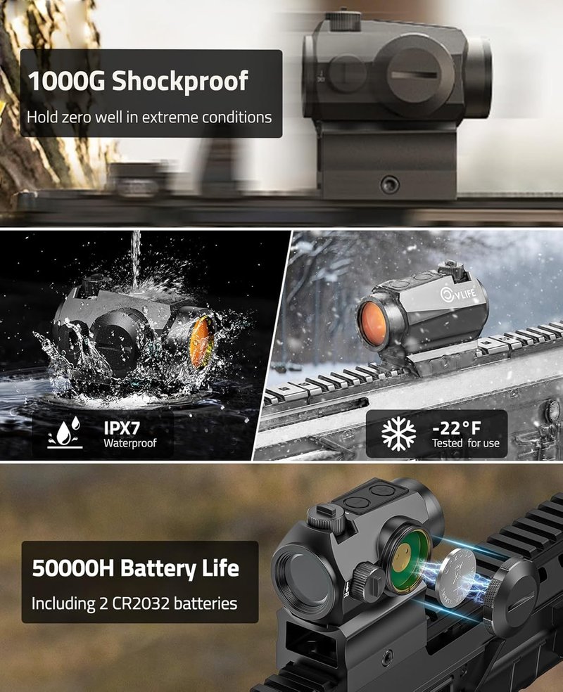 JackalHowl Red Dot Sight - Motion Awake 2 MOA Optics | IPX7 Waterproof, 50,000H Battery Life, Compact 1x20mm for 21mm Rail