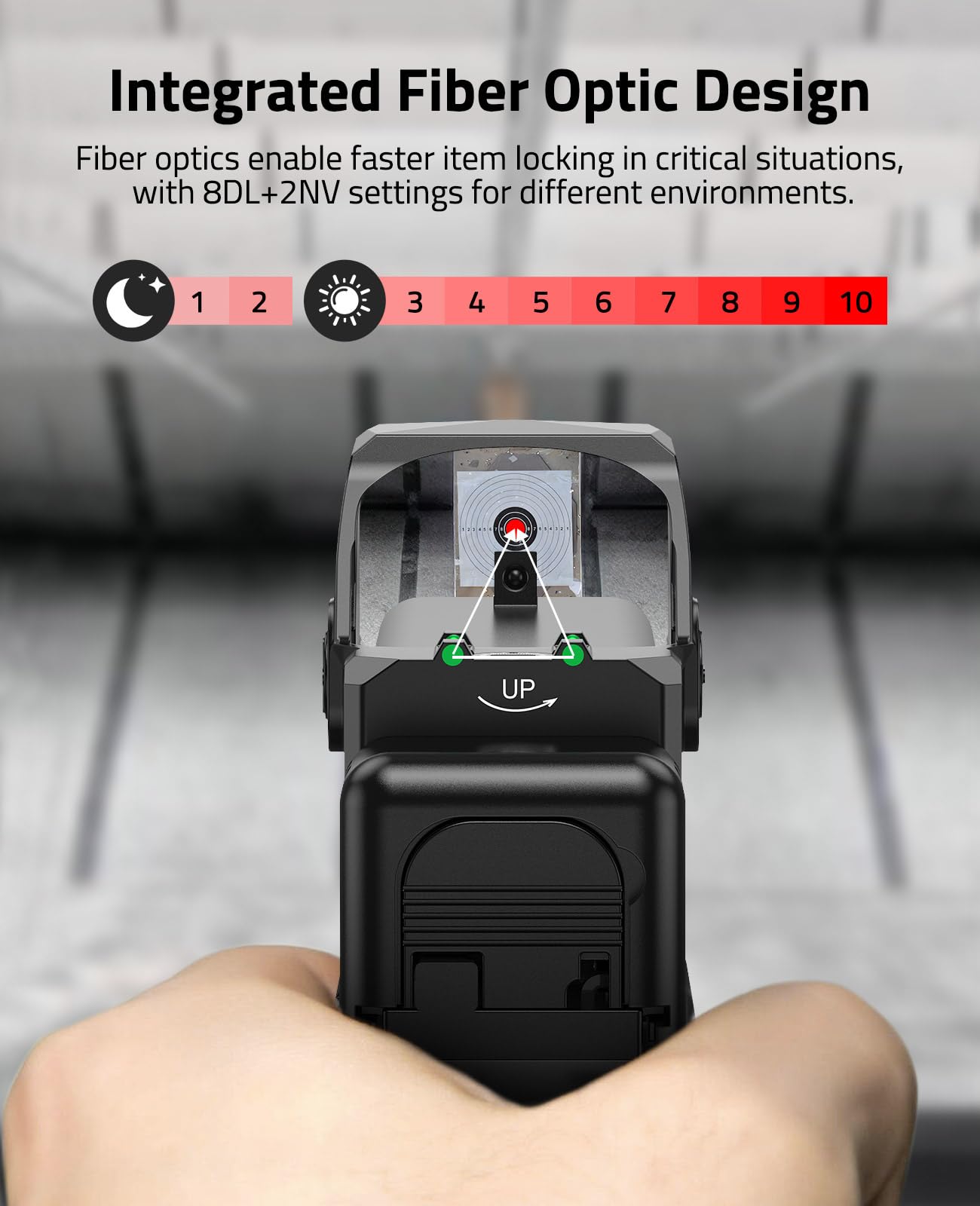 CVLIFE WolfCovert Motion Awake 6 MOA Red Dot Sight for Doctor Cut Footprint, Integrated Fiber Red Dot Scope for Full-Sized Pistols, Open Reflex Optics Sight with Adapter for MOS & 21MM Picatinny