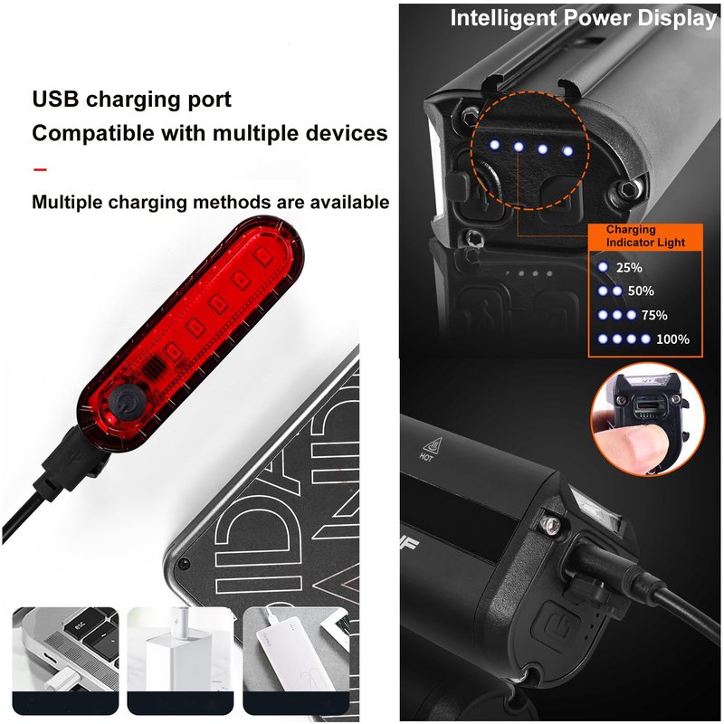 Bright Bike Light Set for Night Riding,LED Bicycle Light High Beam Low Beam,USB Rechargeable Bicycle Headlight Set,Waterproof Bike Headlight and Taillight for Adult Kid Mountain MTB Off-Road Cycling
