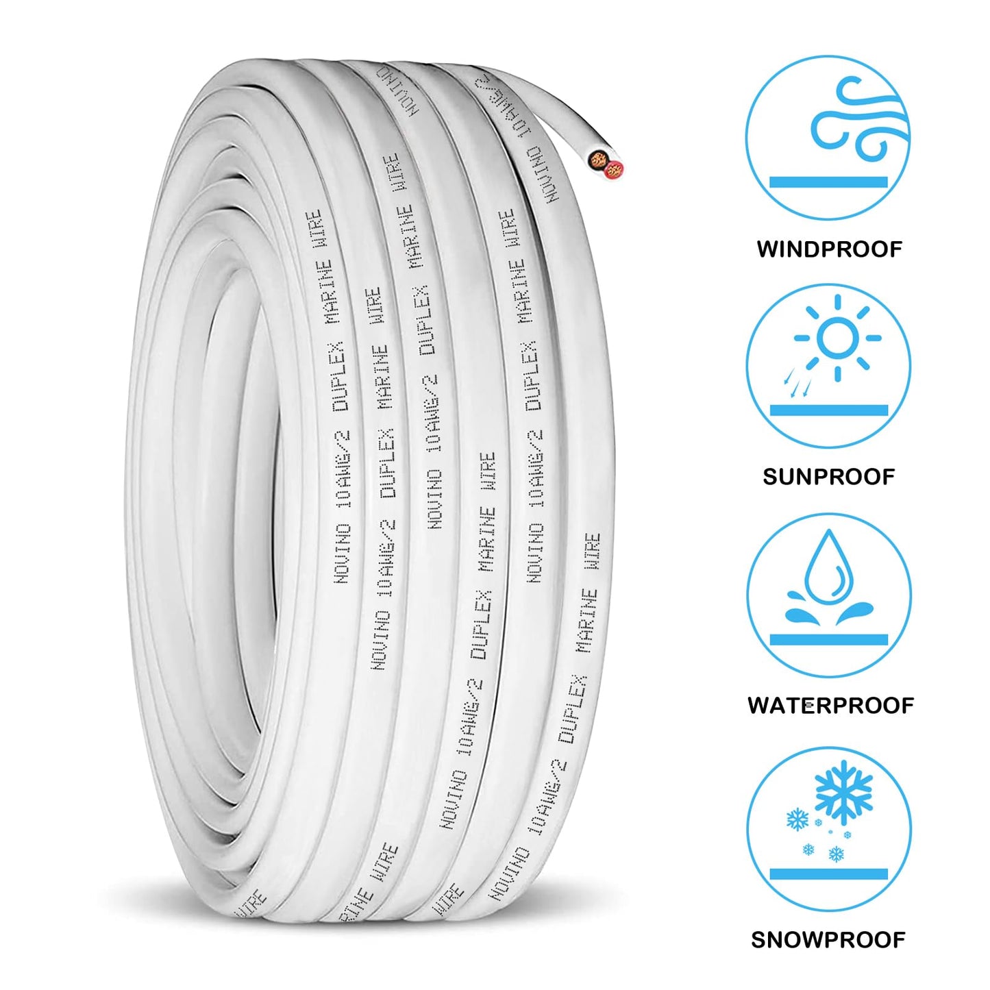 10 Gauge Marine Wire,10 AWG 15ft Duplex Marine Grade Wire Tinned Copper Heavy Duty Sheathed Cable for Boat/Automotive/RV/Camper/Trailer Outdoor Use