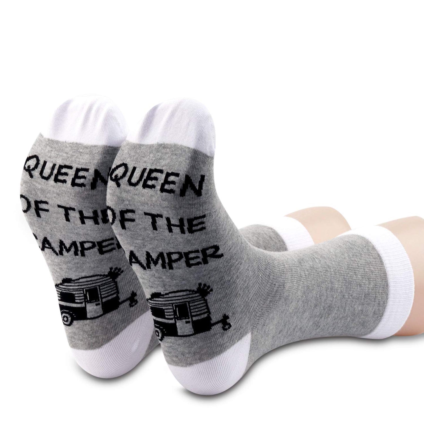 Queen of the Camper Socks Outdoor Camping Camper Girls Novelty Socks RV Gift Happy Camper Gift King of The Camper (Camper Queen)