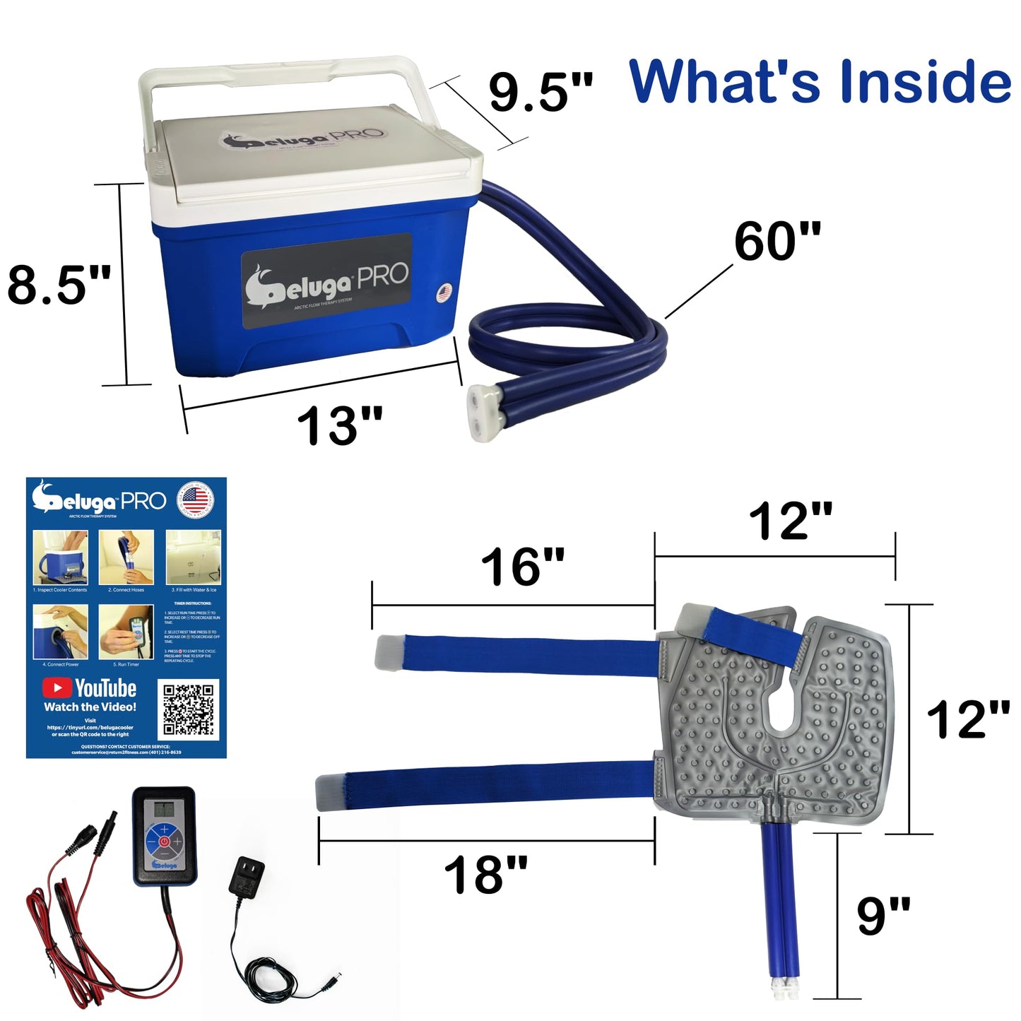 BelugaPRO Ice Machine for Knee After Surgery, Cold Therapy Knee Ice Machine with Programmable Timer, Joint Wrap, Lightweight 9 Quart Cooler, Quiet Pump, 3.0