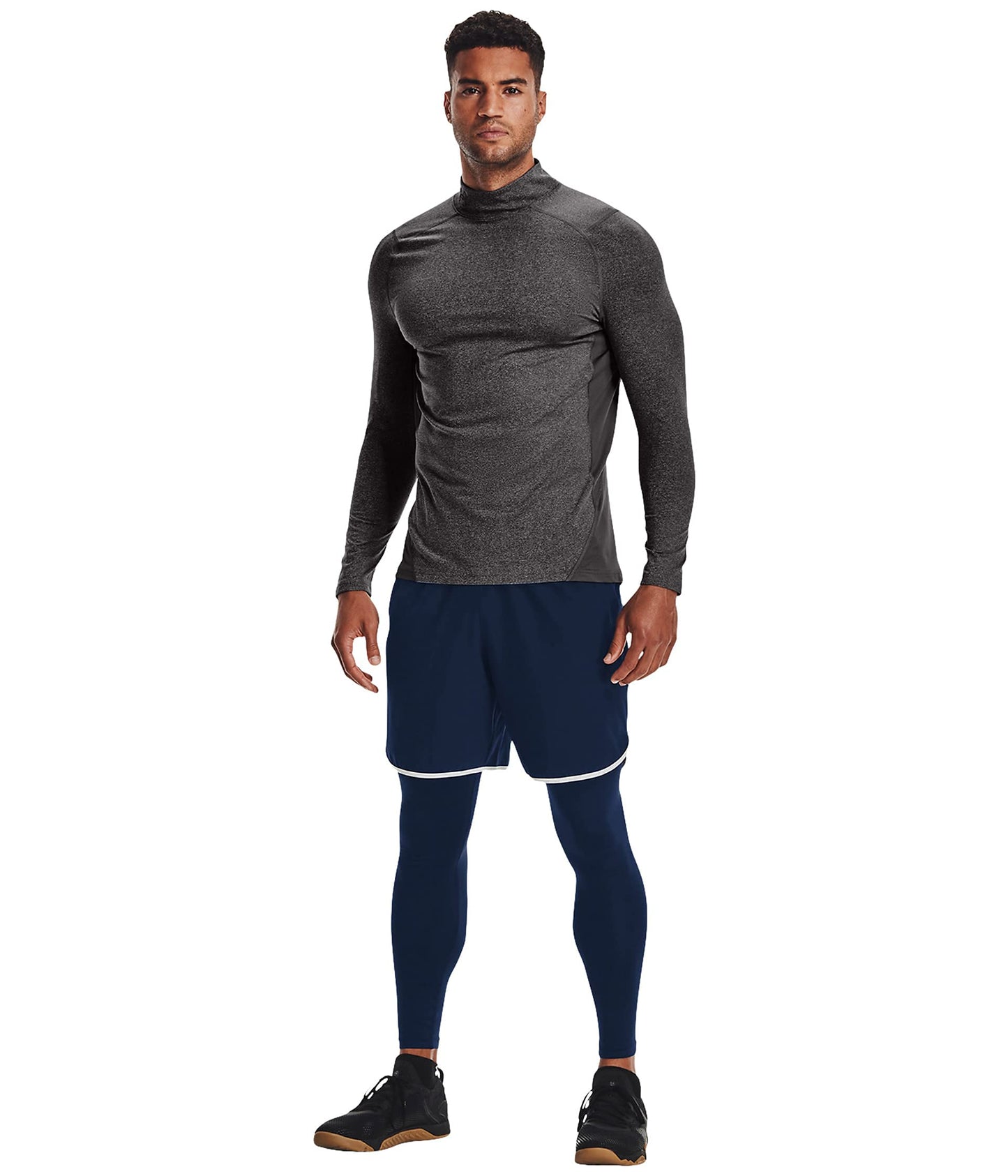 Under Armour Men's ColdGear Armour Fitted MockDISC, (021) Charcoal Light Heather / / Black, X-Large Tall