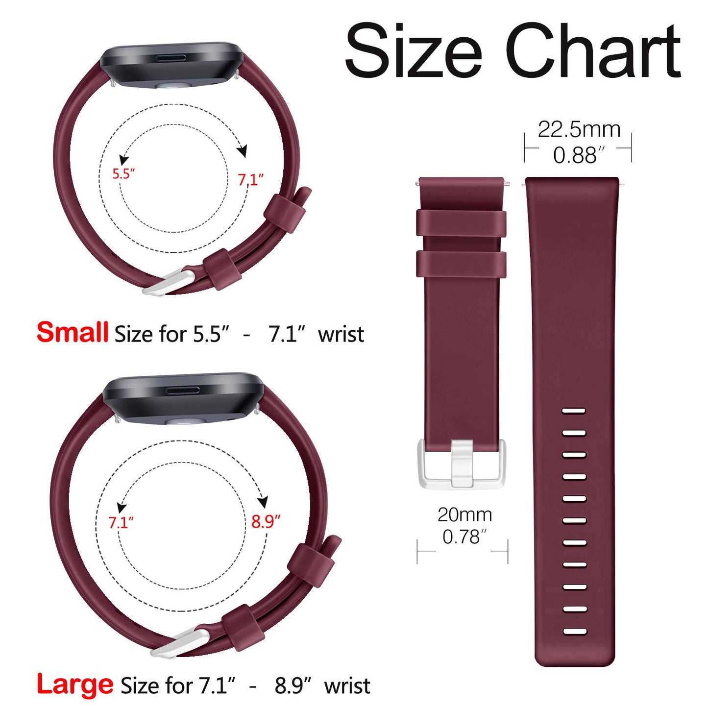 8 Pack Sport Bands Compatible with Fitbit Versa 2, Classic Soft Silicone Replacement Wristbands Straps for Fitbit Versa 2 Smart Watch Women Men (8 Pack A, Small)