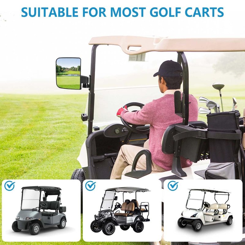 OBTANIM Adjustable Golf Cart Side Rear View Mirrors for Club Car EZ GO Yamaha and Others Carts