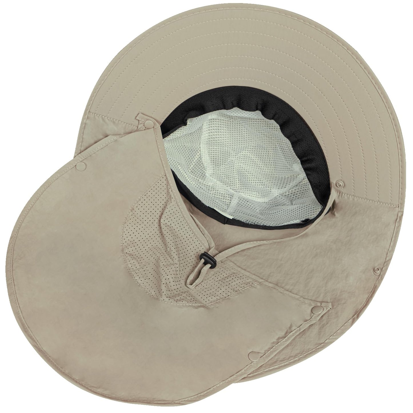 Rosoz Sun Hat for Men Women with Neck Flap,Wide Brim UPF50+ Fishing Hat with Detachable Face Cover Outdoor Sun Protection Hat