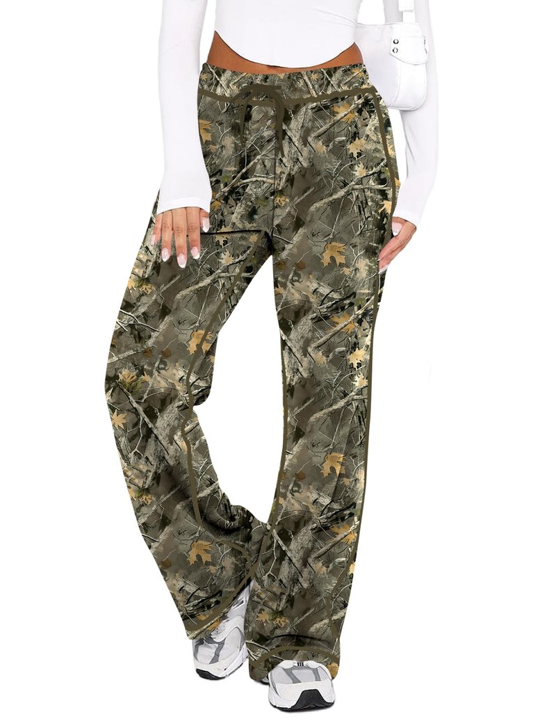 LUYAA Womens Baggy Sweatpants Wide Leg Sweatpants Women Petite Low Rise Cotton Sweatpant Dressy Casual Camo M