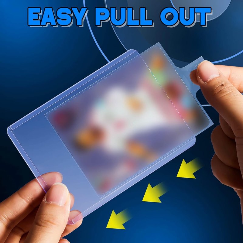 Tabbed Trading Card Sleeves - 500 Pack Holders with Pull Tabs for Grading & Sports Cards