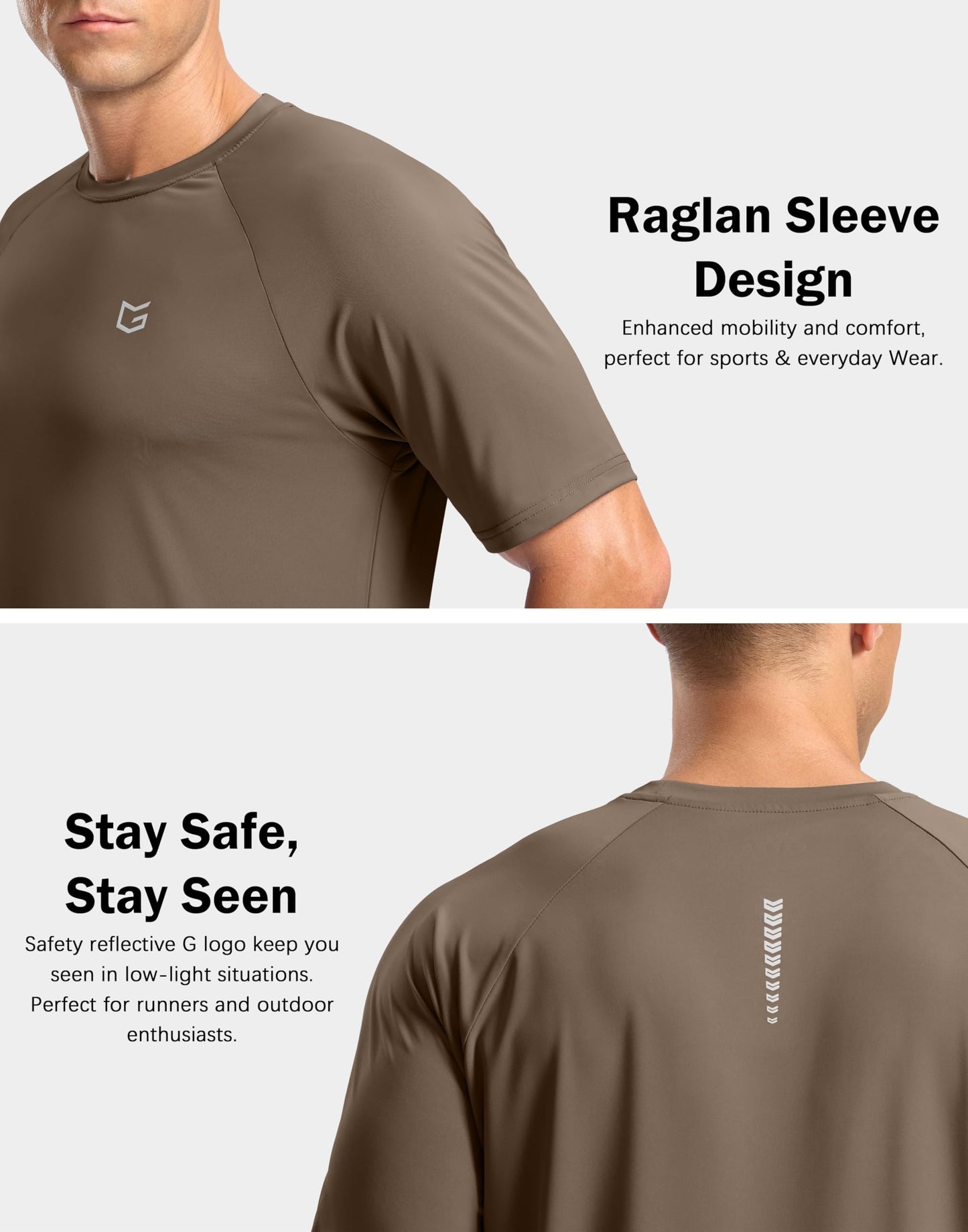 G Gradual Men's Athletic Workout T-Shirts Moisture Wicking Cooling Running Shirts Short Sleeve Performance Tee for Gym Tennis(Taupe,S)