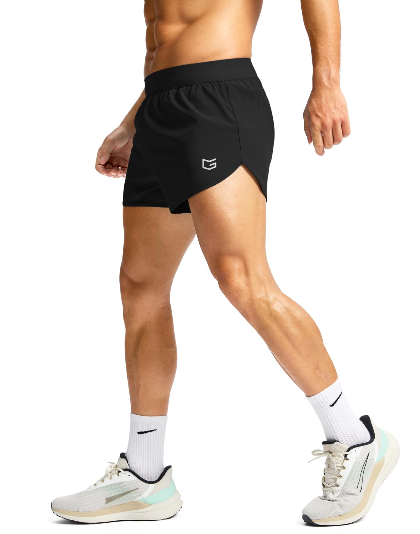 G Gradual Running Shorts for Men 3 Inch Lighweight Quick Dry Workout Gym Athletic Jogging Shorts with Inner Key Pocket, Black, Medium