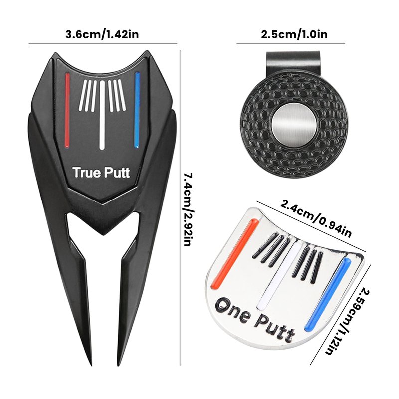 ETOFIXEE Golf Divot Tool Gift Set - 1 Divot Tool, 1 Ball Marker, 1 Hat Clip | Golf Repair Tool Kit for Men & Women | Premium Golf Accessories Set | Ideal Golf Gift for Golfers (Black)