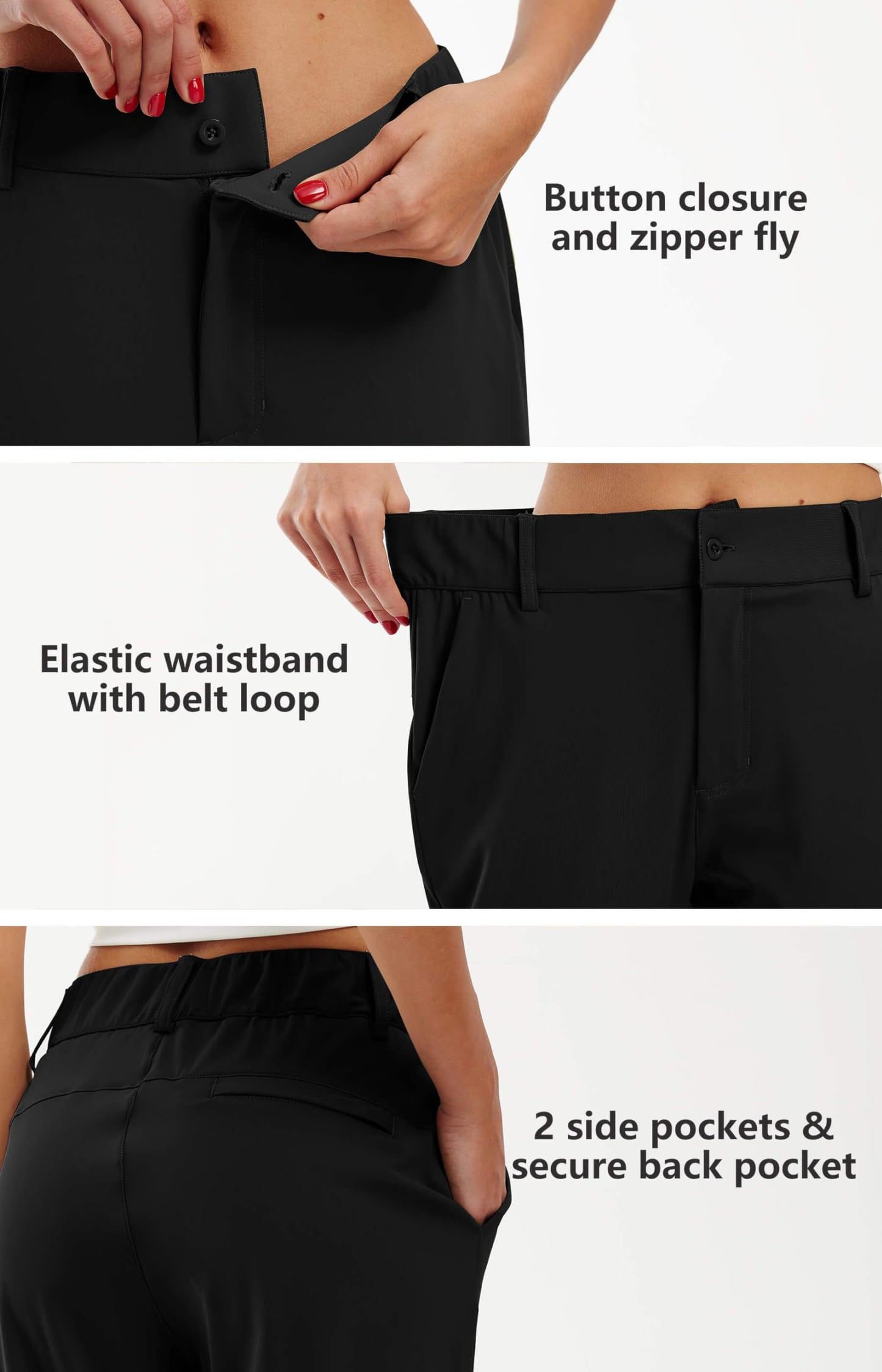 Libin Women's 4-Way Stretch Golf Joggers Pants with Pockets, Tapered Athletic Running Sweatpants, Work Dress Casual Slacks for Women, Black M