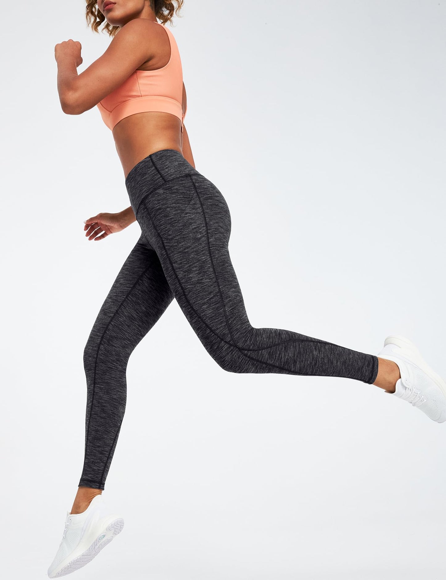 Ewedoos Spacedye Charcoal High Waisted Leggings with Pockets for Women, Tummy Control Athletic Pants