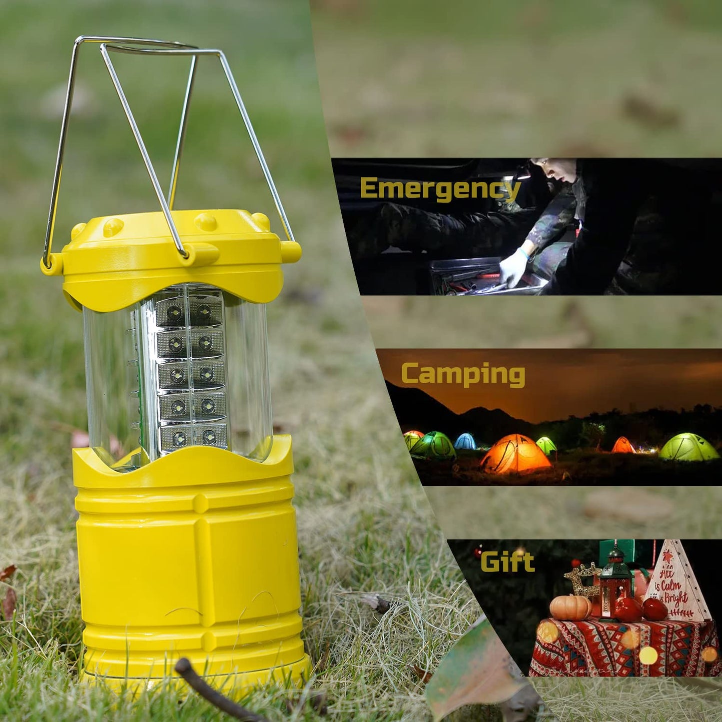 Lichamp 4 Pack LED Camping Lanterns, Battery Powered Camping Lights LED Super Bright Collapsible Flashlight Portable Emergency Supplies Kit, A4DG