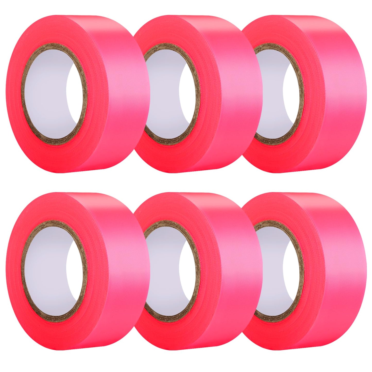 GEYYANG Fluorescent Pink Flagging Tape 6 Pack, Non-Adhesive Plastic Ribbon Tree Marking Tape, for Survey Boundaries, Hunting, Trail Marking and Hazardous Areas, 1" x 100ft,3.35 Mil