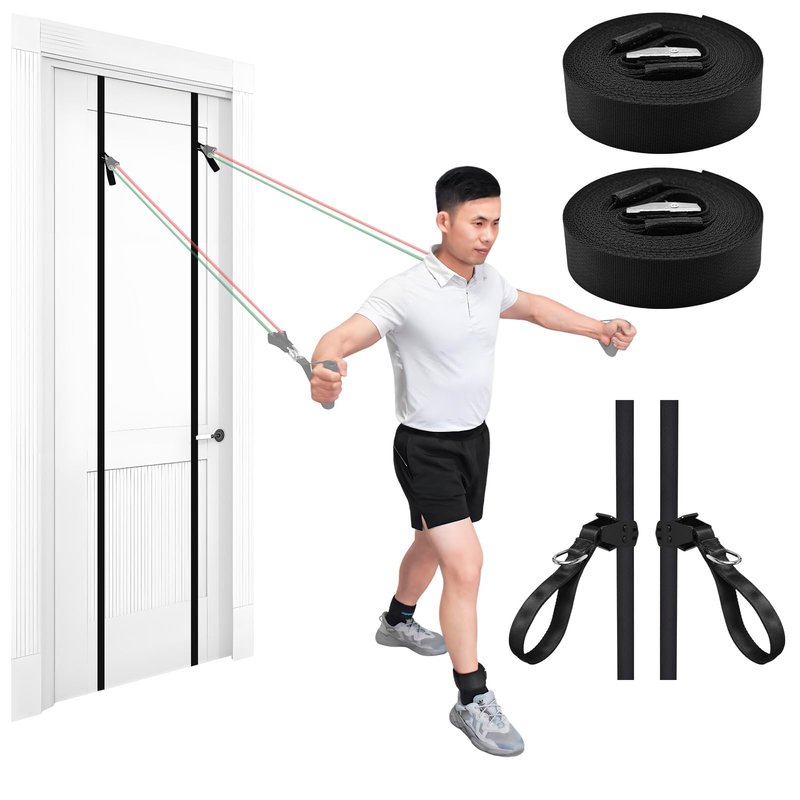 Brebebe Door Anchor Strap for Resistance Bands Exercise, New Upgraded Version Freely Anchor Points for All Exercise Heights, Home Gym Fitness Attachments, Easy to Install, Punch-Free, Nail-Free