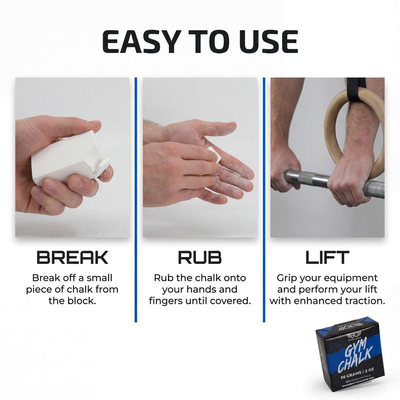 WARM BODY COLD MIND Premium Chalk Block for Weight Lifting - Hand Grip for Cross Training, Climbing, Gymnastics, Weightlifting, Powerlifting, Deadlift, Pole Dancing, Sport Gym, Fitness (8 Blocks)