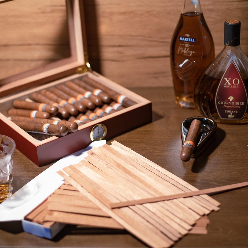 Nidivey 120-Pack Spanish Cedar Wood Veneer Strips for Cigar Lighting and Smoking Accessories - Premium Cedar Lighters for Dividing and Igniting Cigars