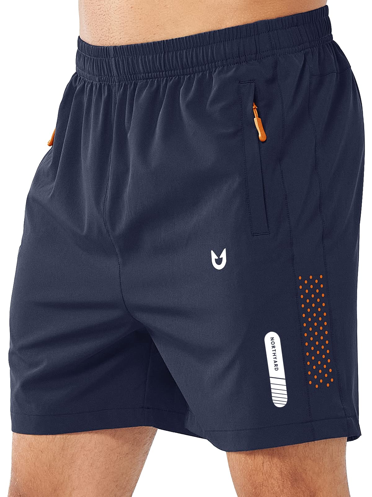 NORTHYARD Men's Athletic Running Shorts Gym Workout 7"/9"/5" Quick Dry Lightweight Sports Basketball Tennis 3 Zipper Pockets NAVY-5inch XL