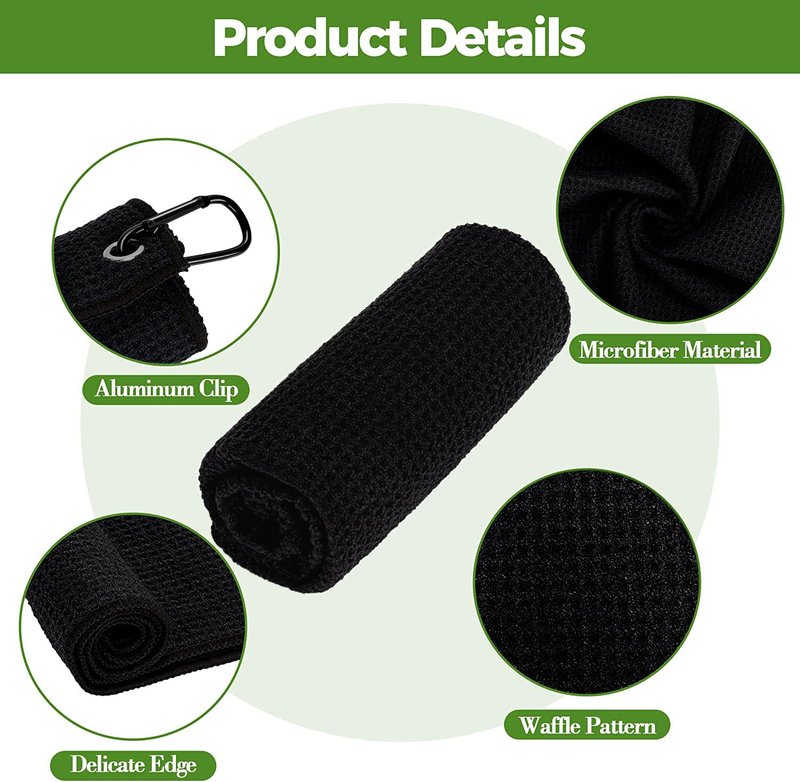 ATTRACTIVE Golf Towels, Microfiber Waffle Pattern Towels - Golf Club Brush with Cleaning (2 Purple Towel+Black Brush)