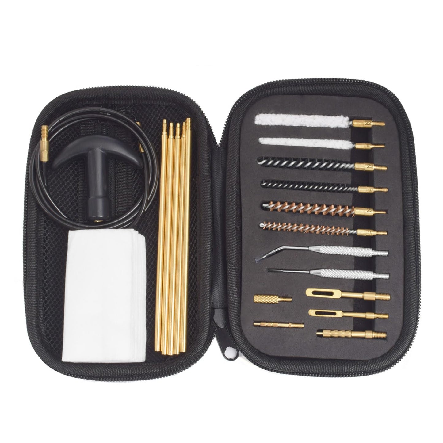 Motanar 177 & .22 Cal Airgun Cleaning Kit with Cotton Mop, Bronze Bore Brush, Brass Jag, Slotted Tips, Nylon Brushes, Brass Cleaning Rod