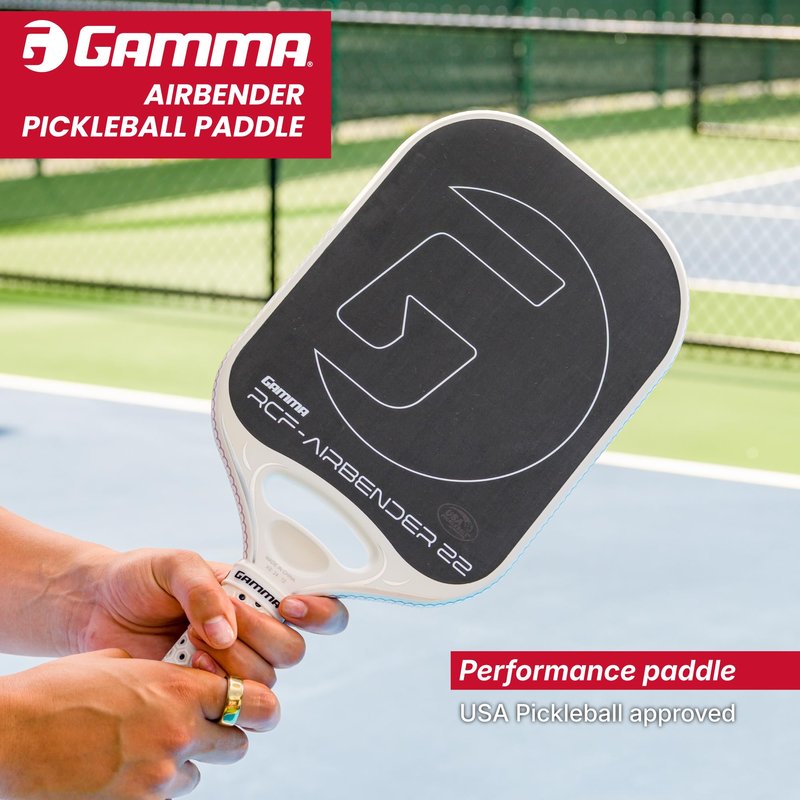 Gamma Airbender Carbon Fiber Pickleball Paddle with Customizable Handle Weight System and Aerodynamic Open Throat with Shock Absorbing Gel Insert 10 MM
