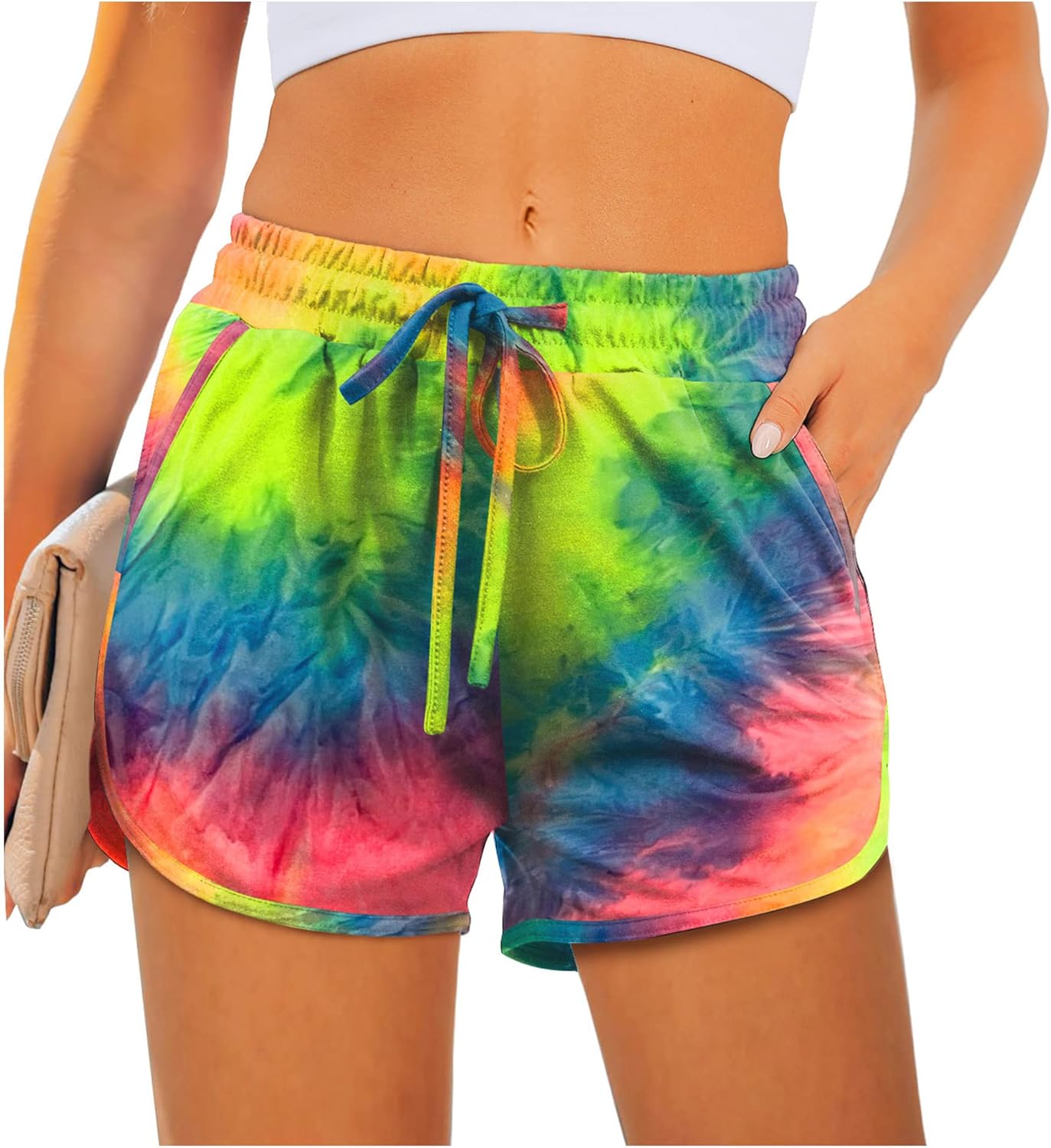 Aloodor Women's Athletic Running Shorts - Dolphin Style with Pockets & Drawstring | Comfortable Fit