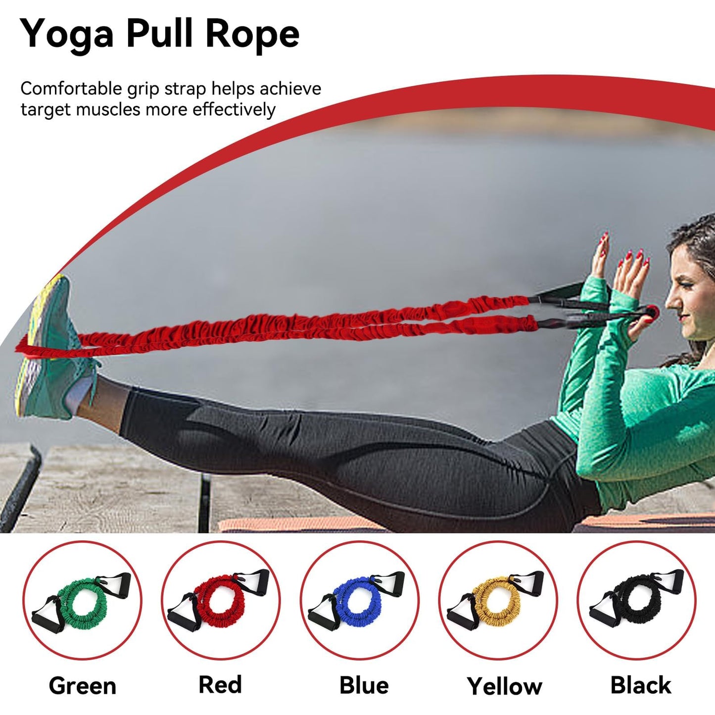 Braided Resistance Bands Pull Rope Fitness Exercise Band Elastic Belt Yoga Power Training Resistance Bands Comfort Grip (Red (15 lbs))