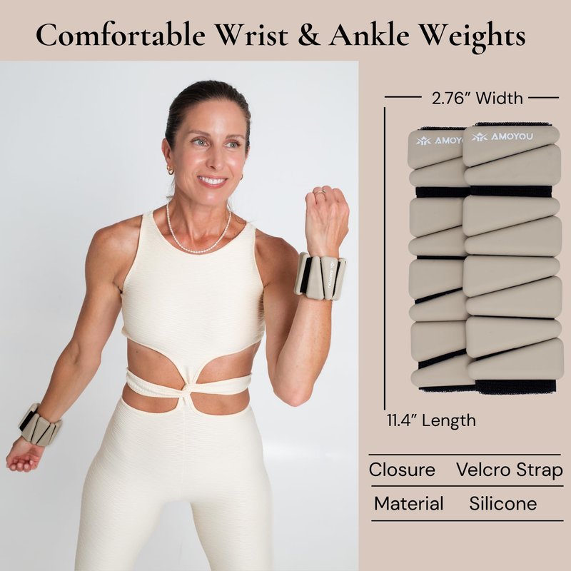 AMOYOU Wrist & Ankle Weights for Women – 2 lb Ankle Weights (Set of 2, 1 lb Each) | Arm Weights for Women | Leg Weights for Walking, Yoga, Cardio & Strength Training