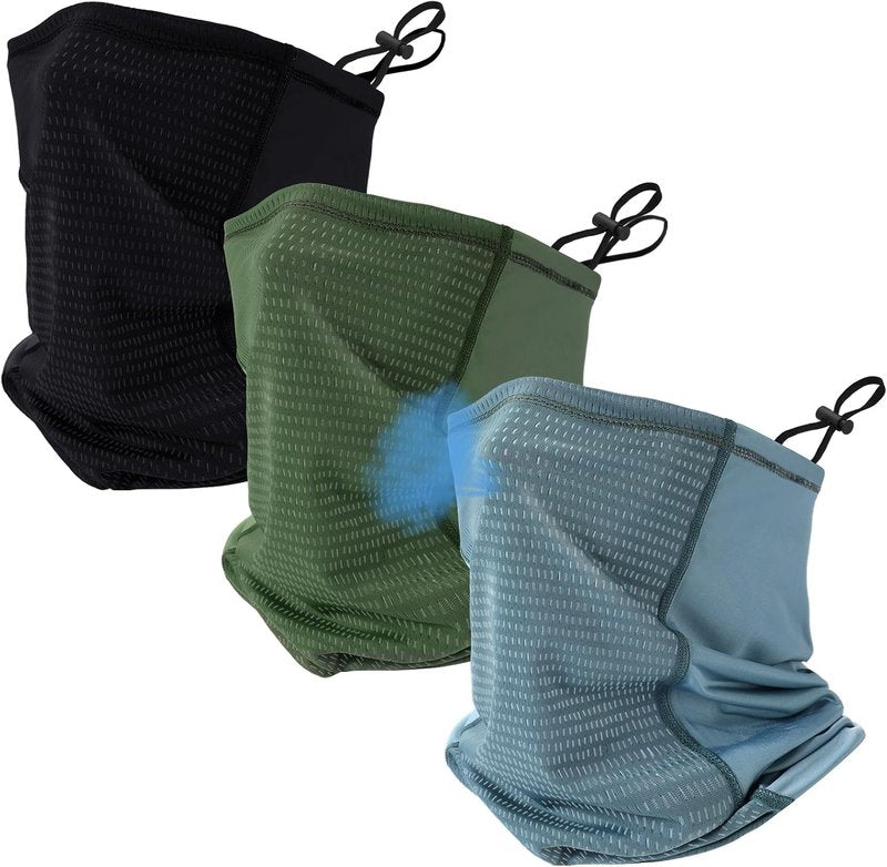 Cooling Neck Gaiter - 3 Pcs Breathable Summer Face Mask with UV Protection | Adjustable Mesh for Men & Women