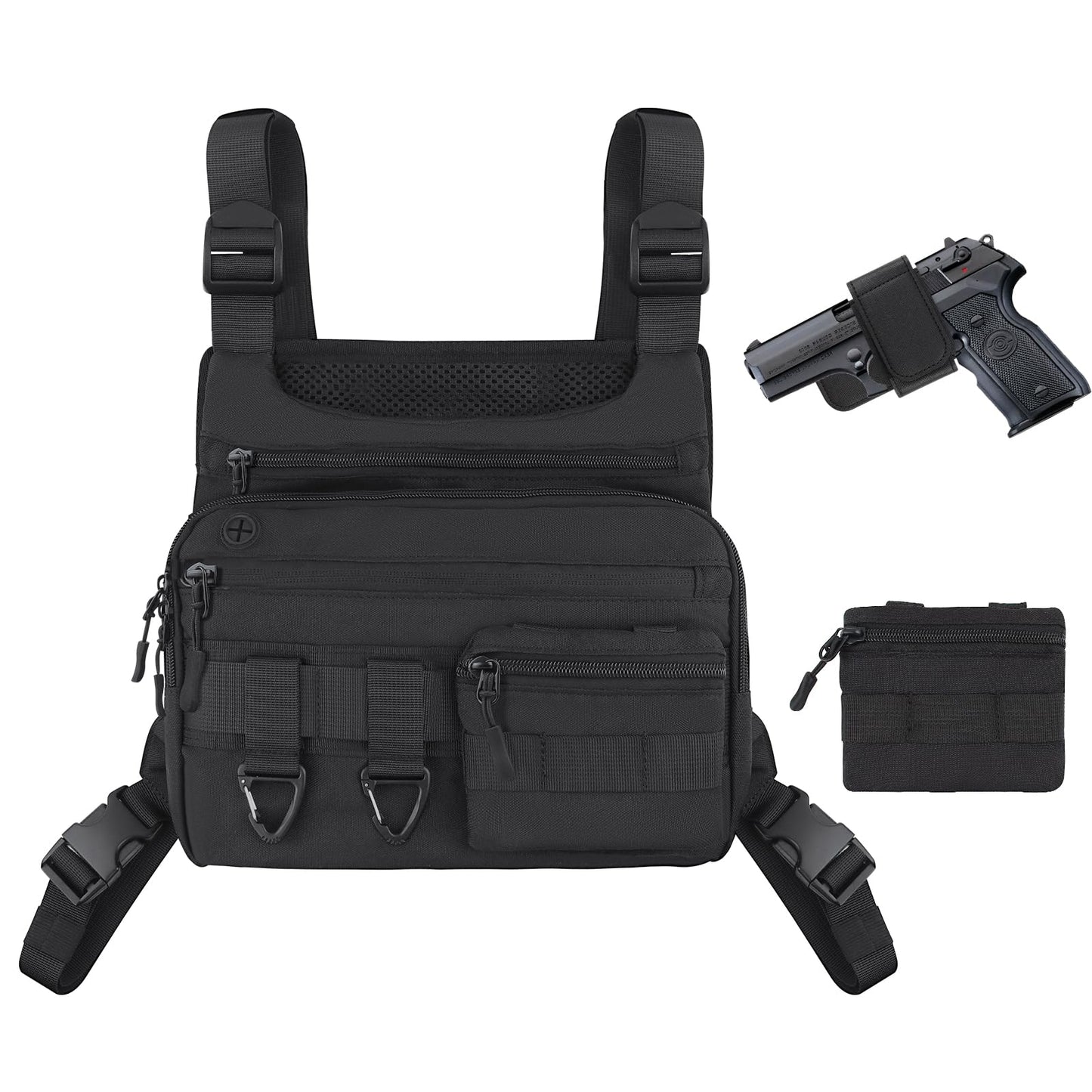 JECOLOS Tactical Chest Bag for Men Lightweight Outdoor Sport Vest Large Capacity Chest Pack, Water Resistant Vest, Practical Tool Bag