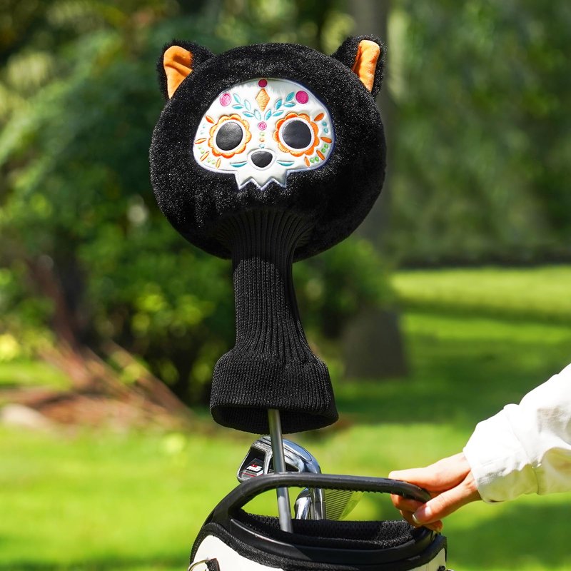 Craftsman Golf Club Cover Sugar Skull Cat Driver Headcover Golf Head Cover for Driver Day of The Dead Golf Club Head Cover Golf Gift