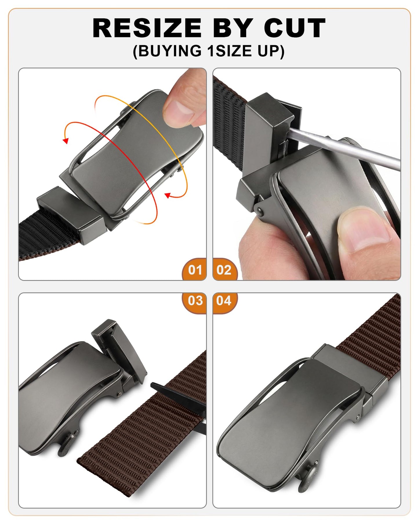 BULLIANT Men Reversible Ratchet Web Belt Trimmable 1 3/8"-2 IN 1-Gift Boxed