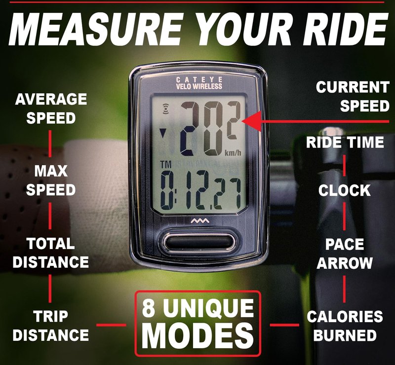 CATEYE Velo Wireless Bike Computer – Analog Wireless Cyclocomputer, Speedometer & Odometer, Calorie Tracking, Zip-Tie Mount, Auto Start/Stop, Programmable Odometer, Easy Setup for All Bikes