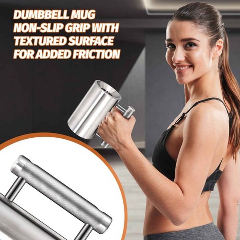 DITOSH 6kg 13.2lb Heavy Coffee Mug Challenge 304 Stainless Steel Dumbbell Cups Silver Overweight Sports Water Cup for Fitness Training Arm Strength Prank Gift Home Gym Workout Equipment 100ml 3.4oz
