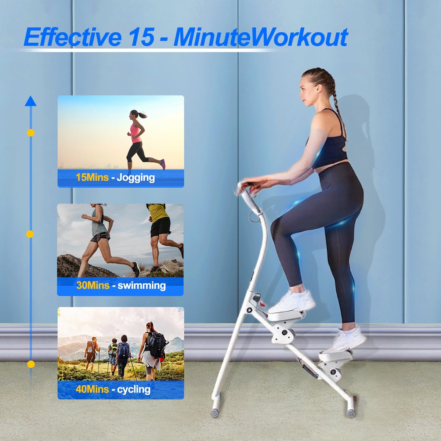 Steppers for Exercise at Home, Vertical Climber Workout Machine, Stair Climber for Full Body Workout with Adjustable Handlebar, Perfect for Women Men (White)
