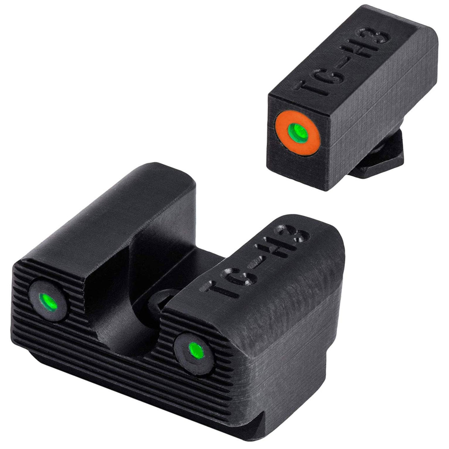 TRUGLO Tritium Pro Night Sights, Compatible with Glock 42/43 MOS Handgun Models | Compact Durable Glow-in-The-Dark Front & Rear Gun Sight Set with Orange Focus Lock Front Ring