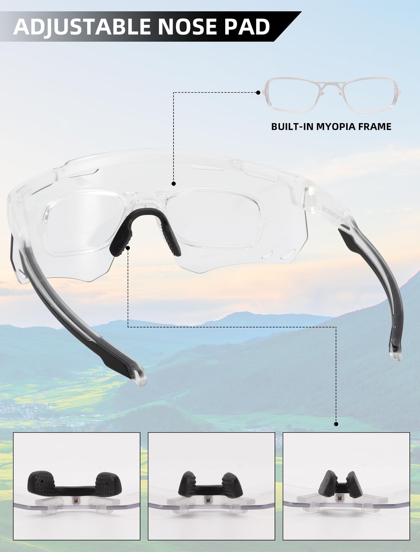 ROCKBROS Photochromic Cycling Glasses Anti-fog Photochromic Sunglasses UV Protection Mountain Bike Glasses