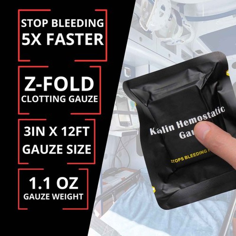 First Aid Advanced Quick Clotting Combat - Flexible Hemostatic - Stop The Bleed kit Faster Wound Packing with Quick Clotting Medical - Survival Kit Supplies - 3" x 12.5' (CT-Gauze-5)