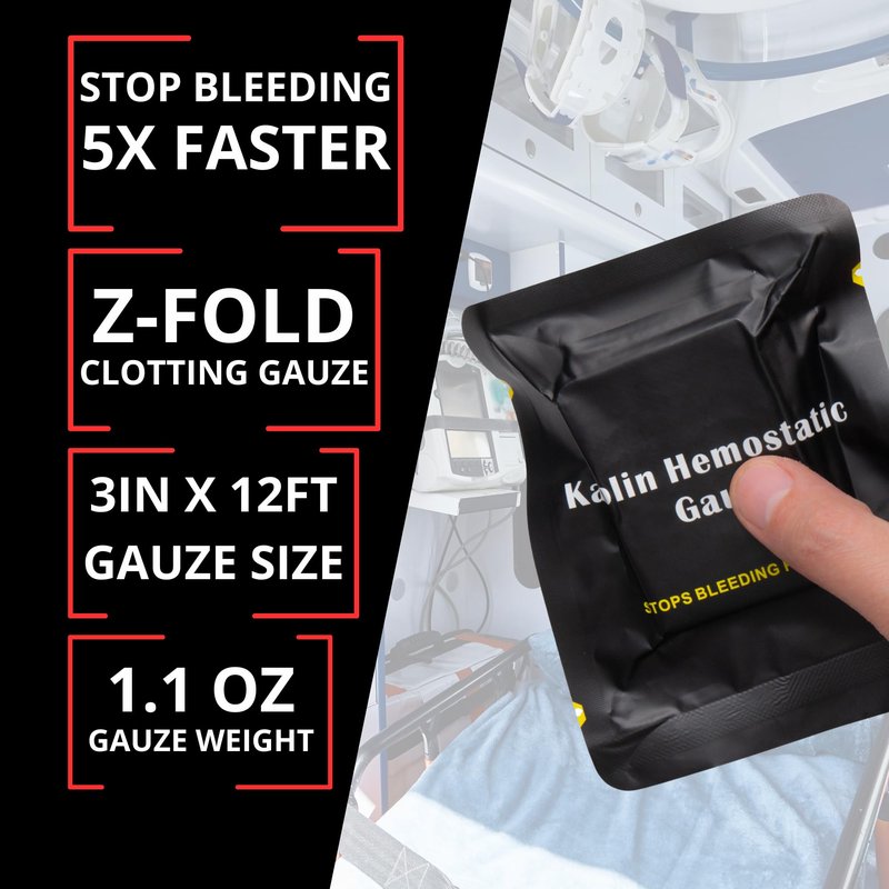 First Aid Advanced Quick Clot Combat Gauze - Flexible Hemostatic Gauze - to Stop The Bleed kit Faster Wound Packing withQuick Clotting Medical Gauze - Survival Kit Supplies (Pack of 1)