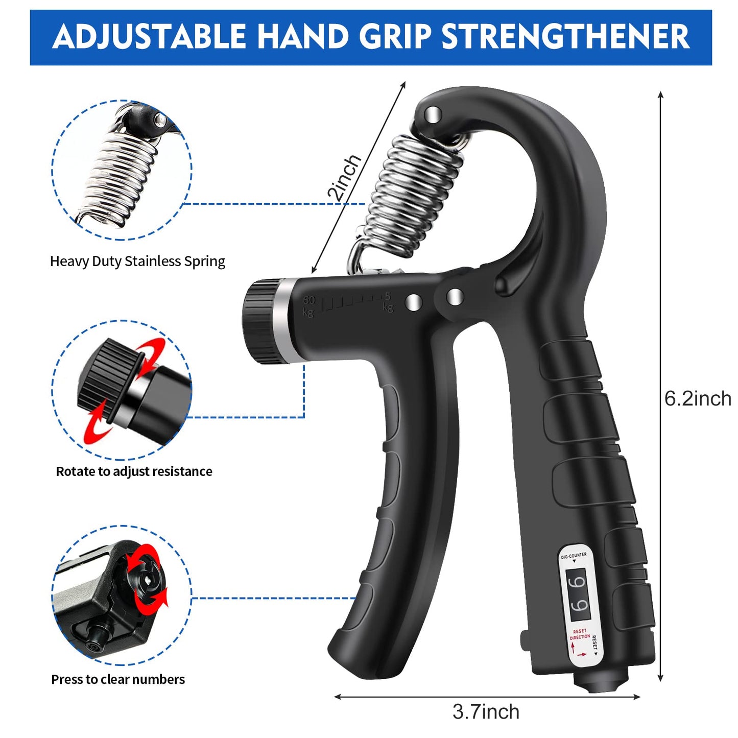 SOUFORCE Hand Grip Strengthener Kit (7 Pack), Adjustable Grip Strength Trainer, Forearm Workout Trainer, Finger & Hand Strength Exerciser for Muscle Building & Grip Strength Recovery