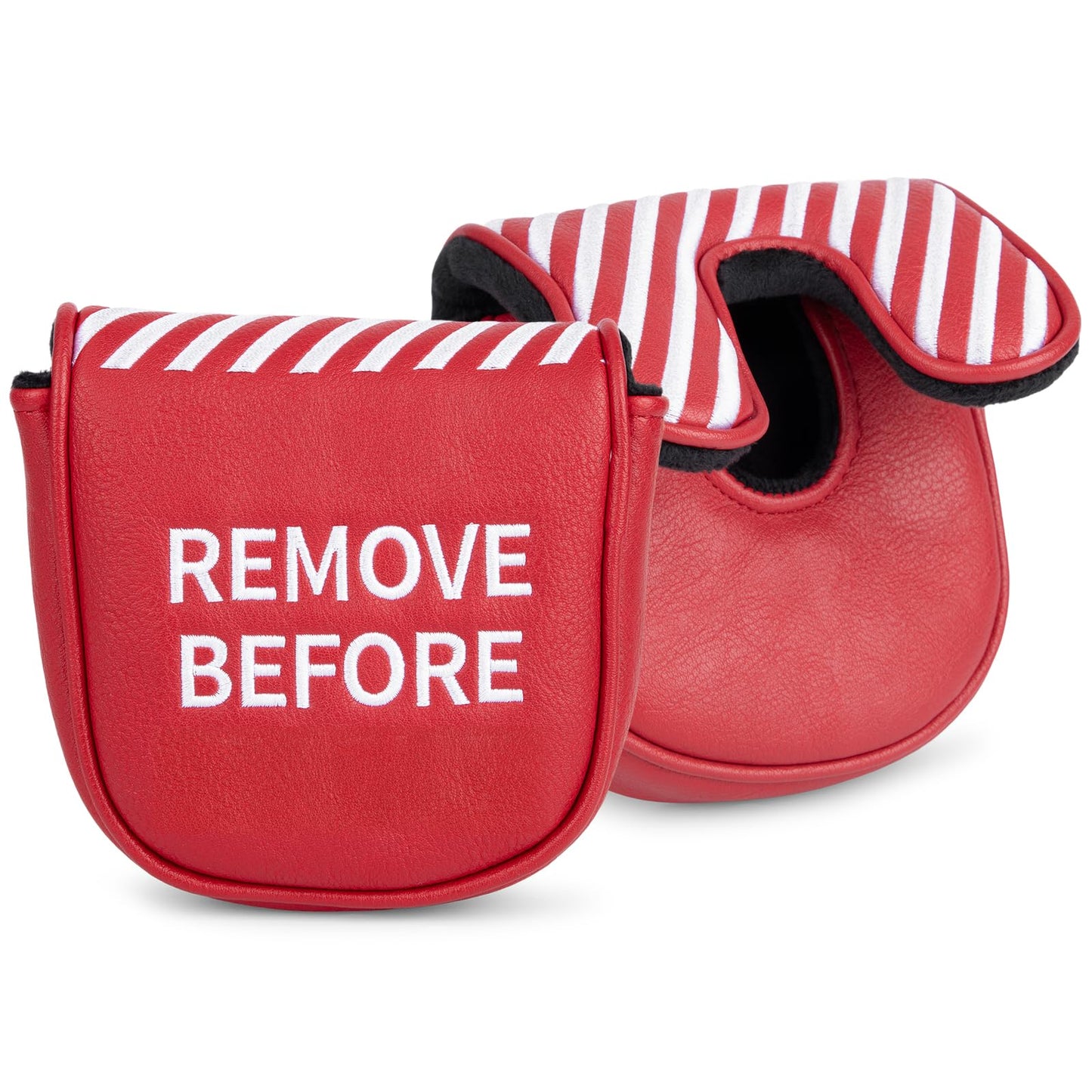 Golf Mallet Putter Cover Golf Headcover, Magnetic Closure Premium Leather Do Not 3Putt Golf Head Covers Fits Golf DF3 Putter Poker Ace Mallet Putter Headcover (RBF)