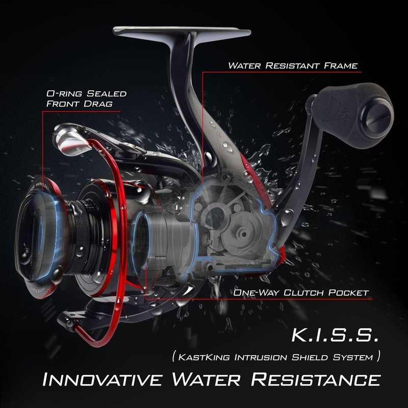 KastKing Sharky III Spinning Fishing Reel - 5000 Size | 2-Piece 8' MH Spinning Rod Combo