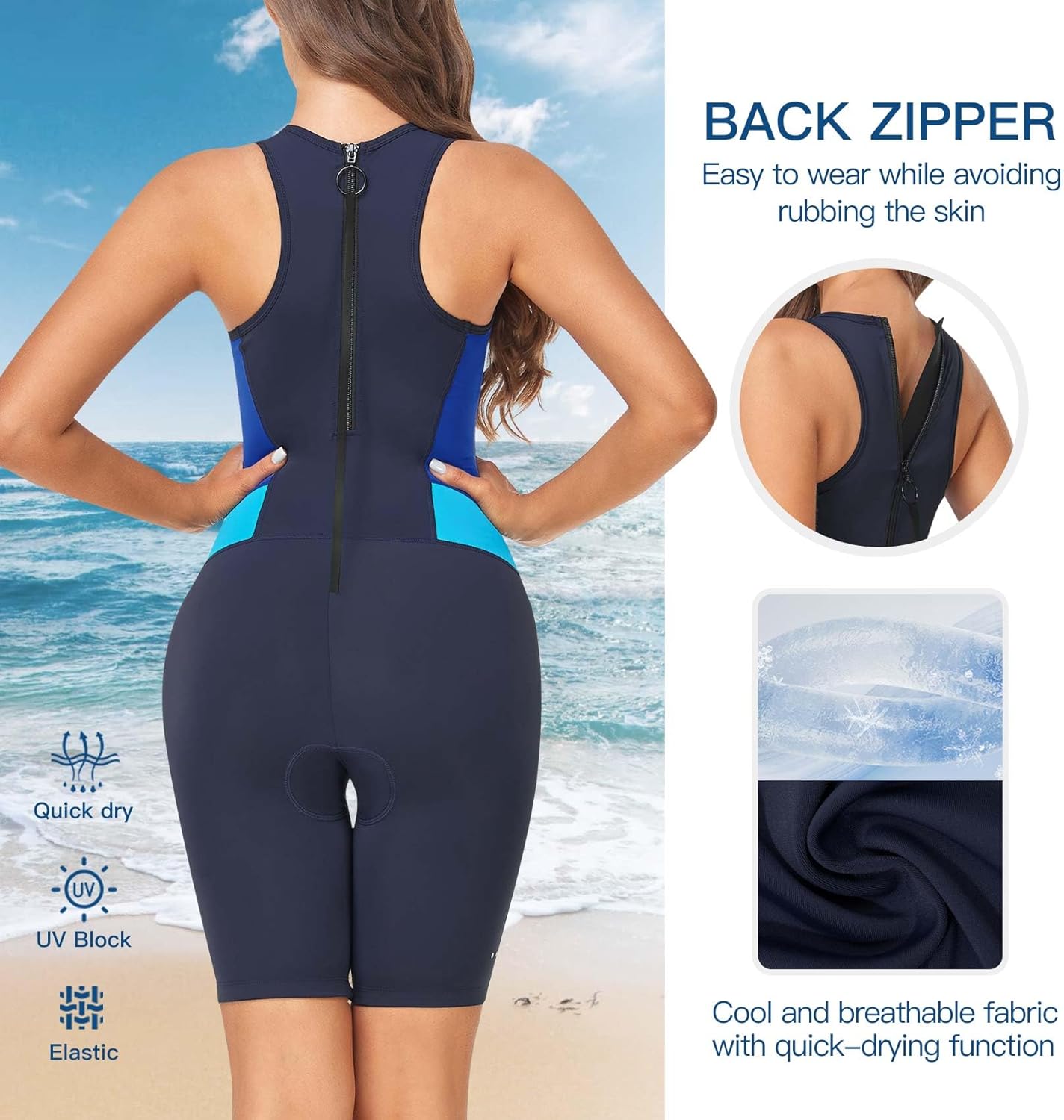 Women's Triathlon Suit - One-Piece Sleeveless Quick-Dry Tri-Suit with 3D Padded Design | Slimming Athletic Swimwear