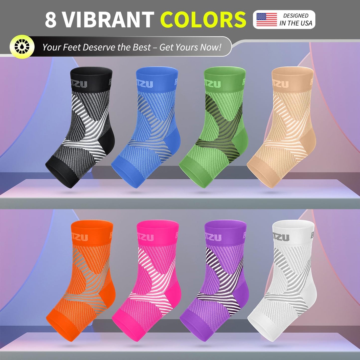 Compression Socks for Plantar Fasciitis & Achilles Tendonitis - Ankle Brace with Arch Support | Blue S-M