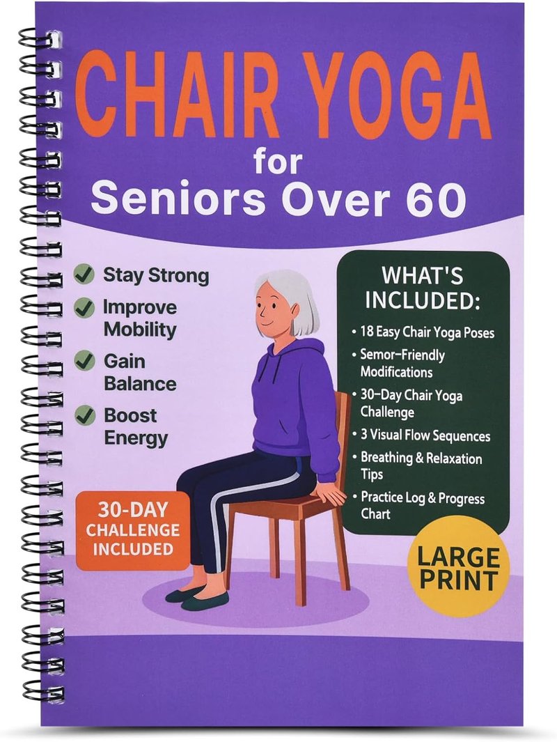 Chair Yoga for Seniors Over 60 - 30-Day Gentle Seated Yoga Guide | Weight Loss & Flexibility Chart (Purple)